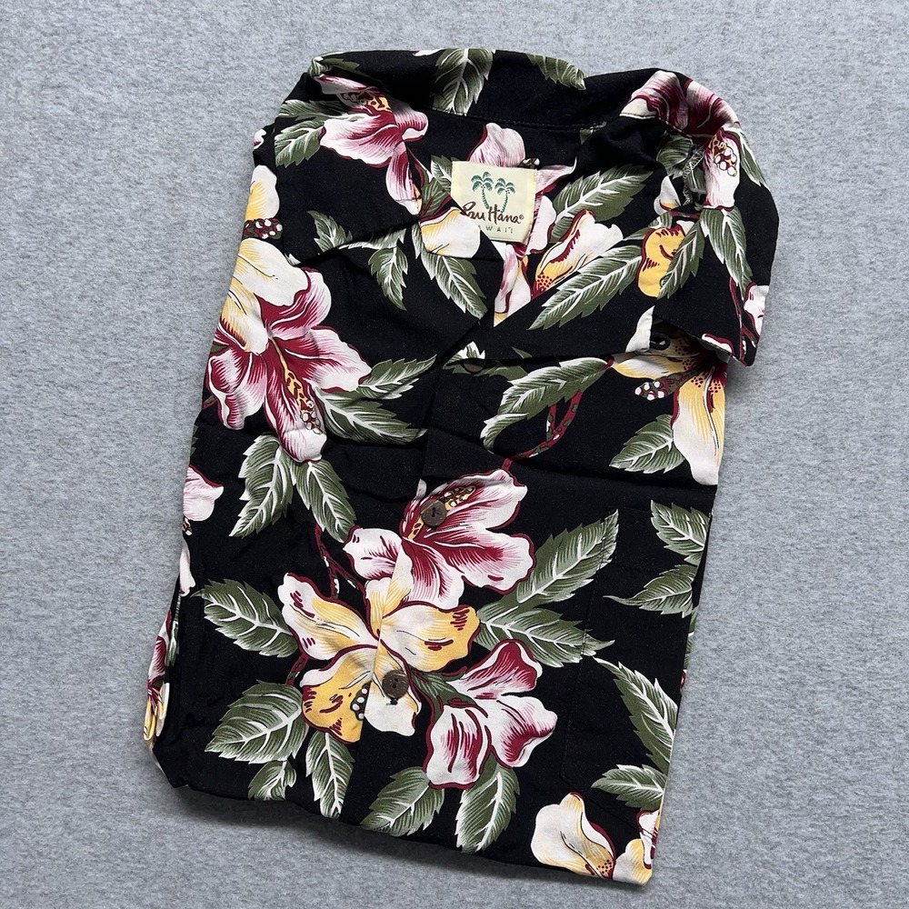 Pau Hana Hawaii Mens Large L Floral Short Sleeve Button Up Hawaiian Shirt USA